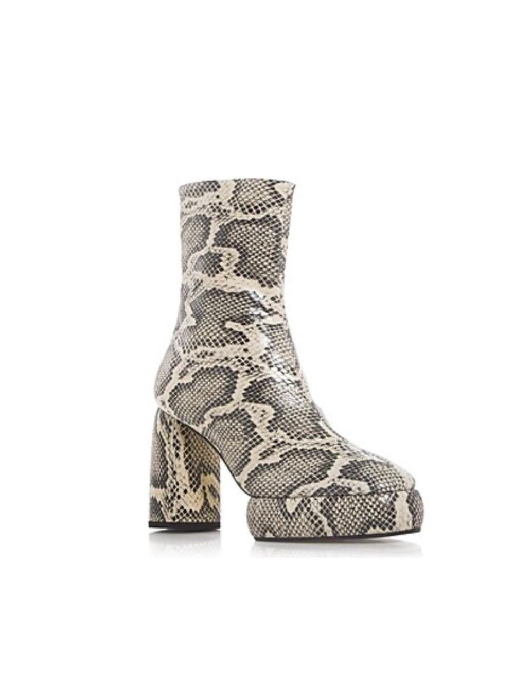 Aeyde Emmy Snake Embossed Platform Block Heel Booties - NWT